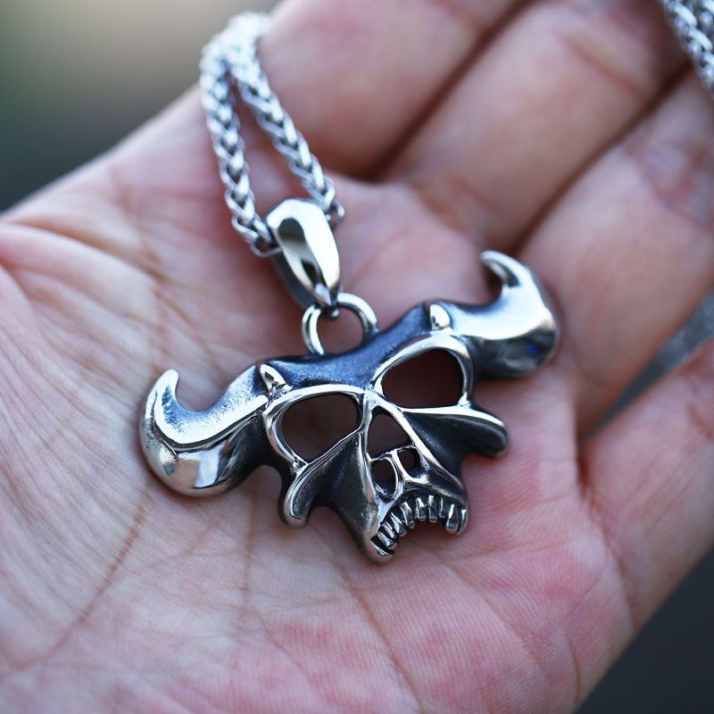 Retro Punk Titanium Steel Cow Skull Pendant for Men - Wholesale Unique Jewelry