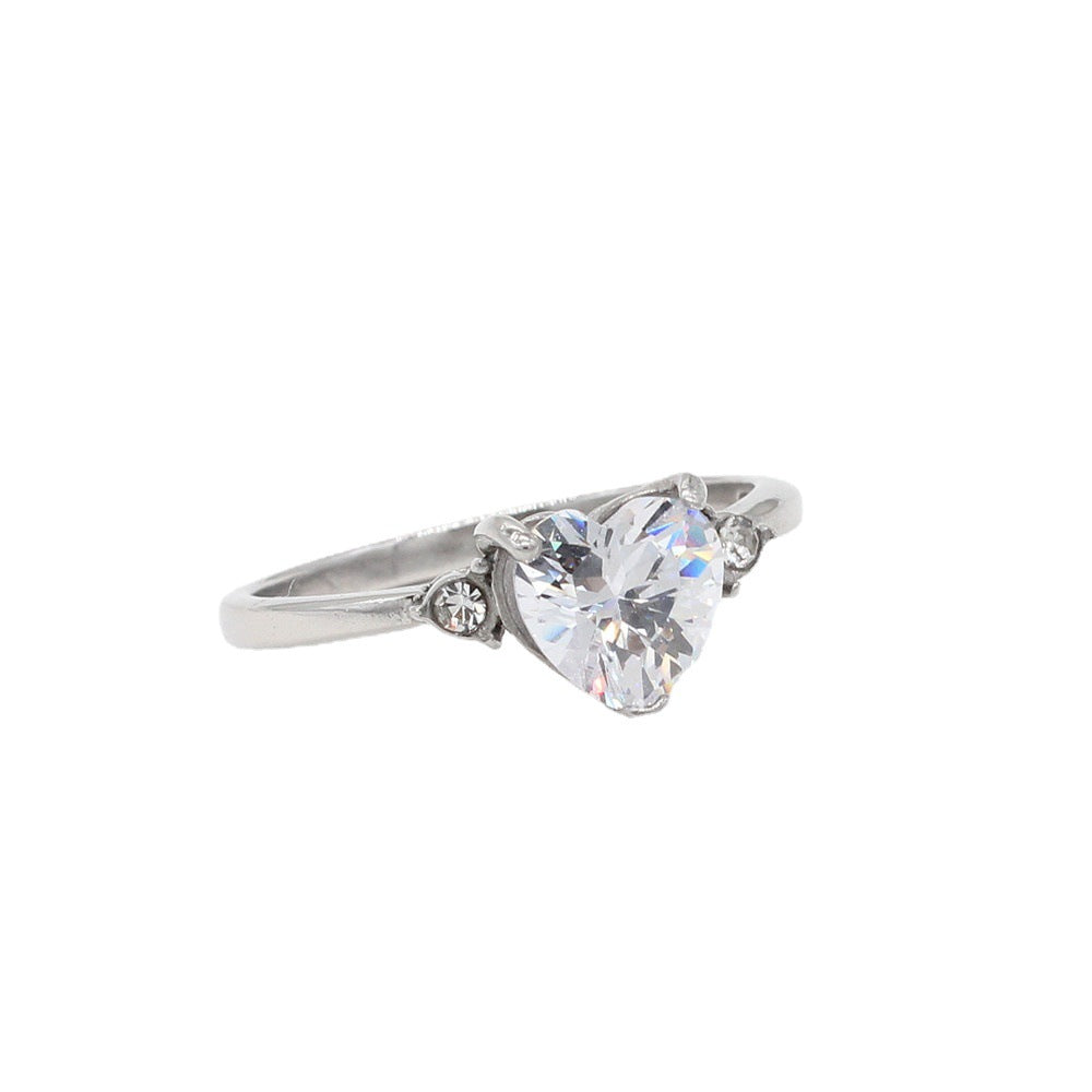 Chic European and American Women's Wedding Zircon Rings in Titanium Steel