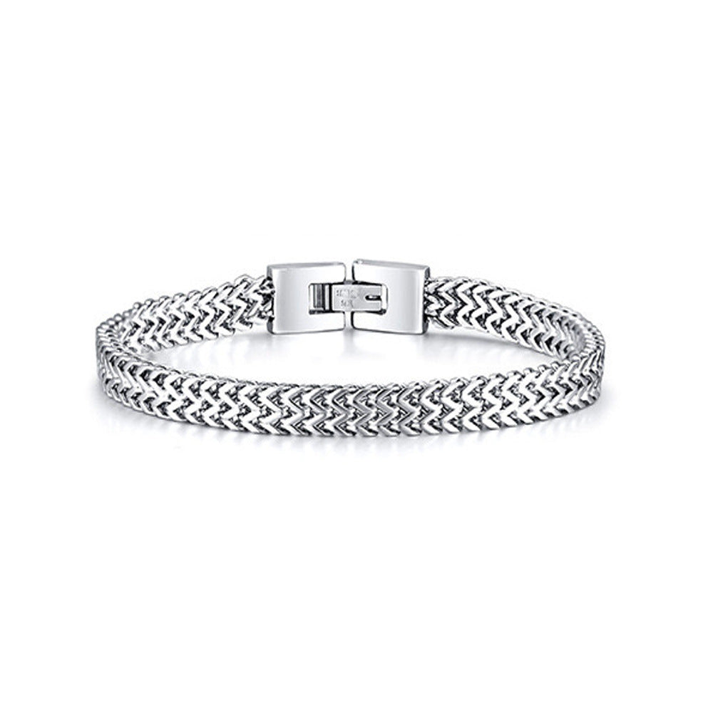 Planderful Jewelry Roman Chain Steel Bracelet, Everyday Genie Collection, Woven Design