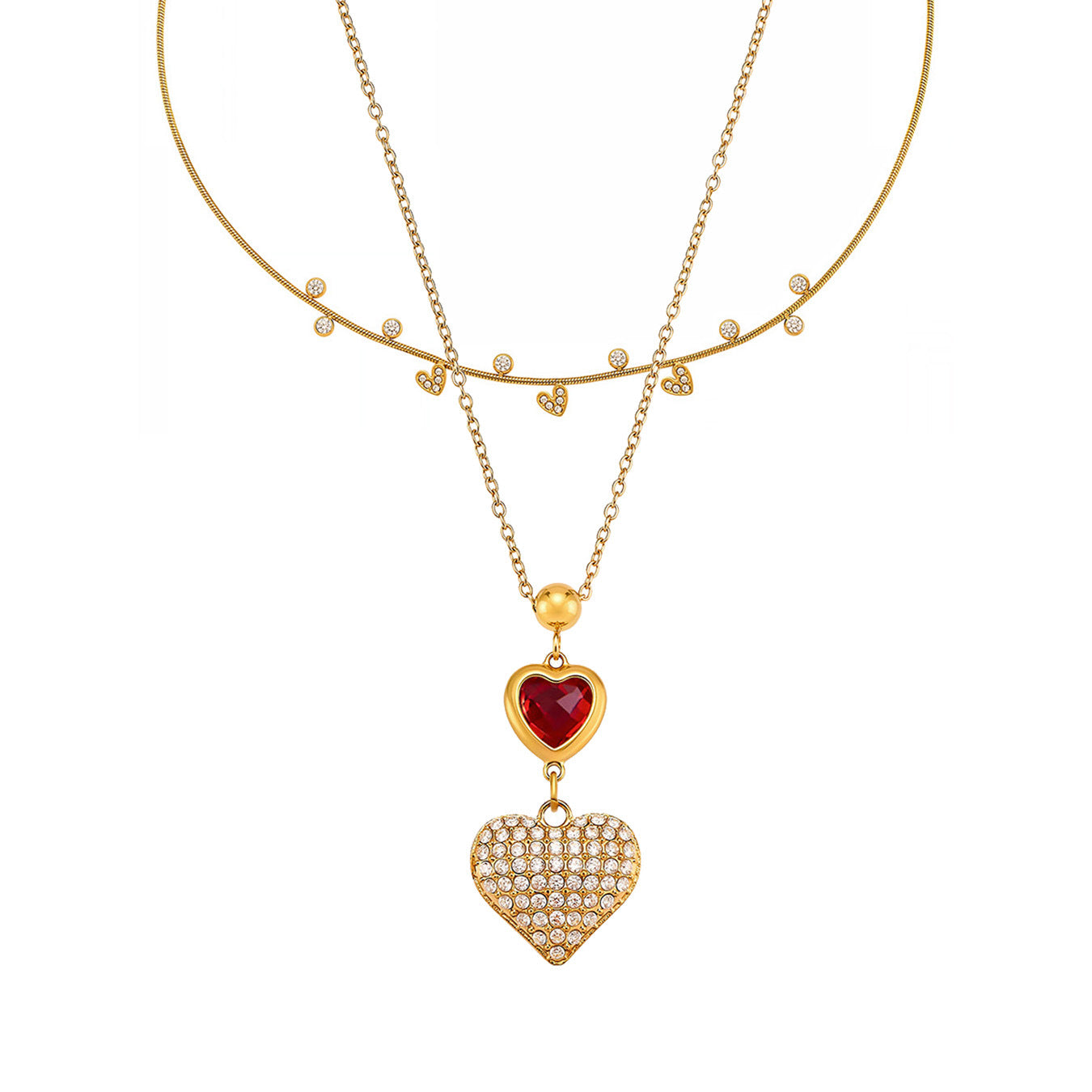 Planderful Light Luxury Heart Shaped Zircon Pendant Women