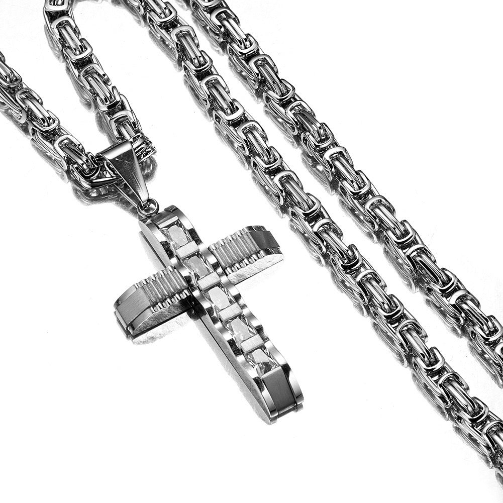 Planderful Everyday Genie Unisex Cross Pendant Necklace Durable Titanium Stainless Steel