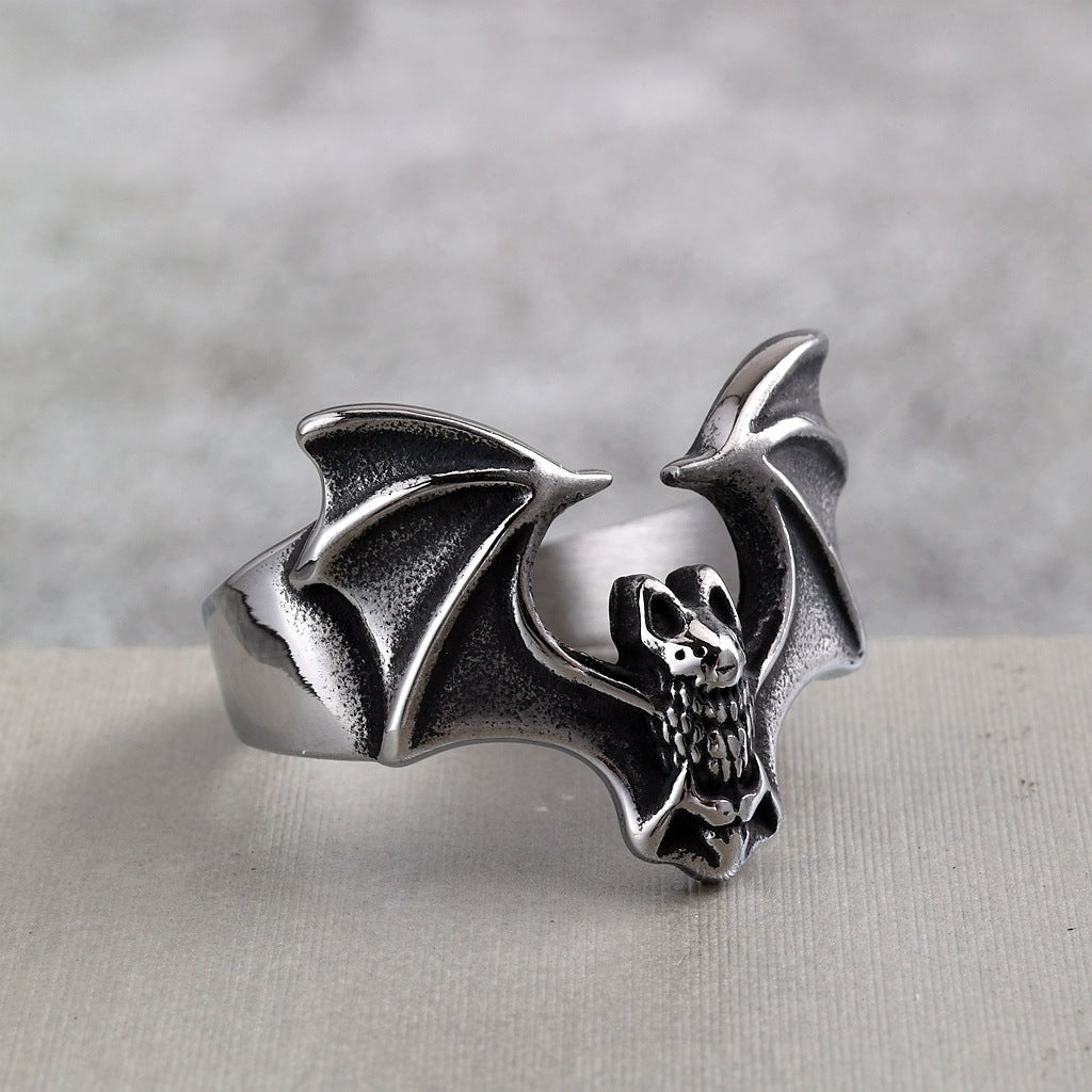 Vintage Bat Stainless Steel Men's Ring