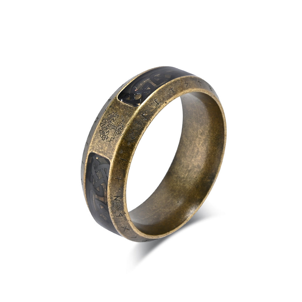 Cross-Border Retro Nordic Viking Stainless Steel Ring for Men
