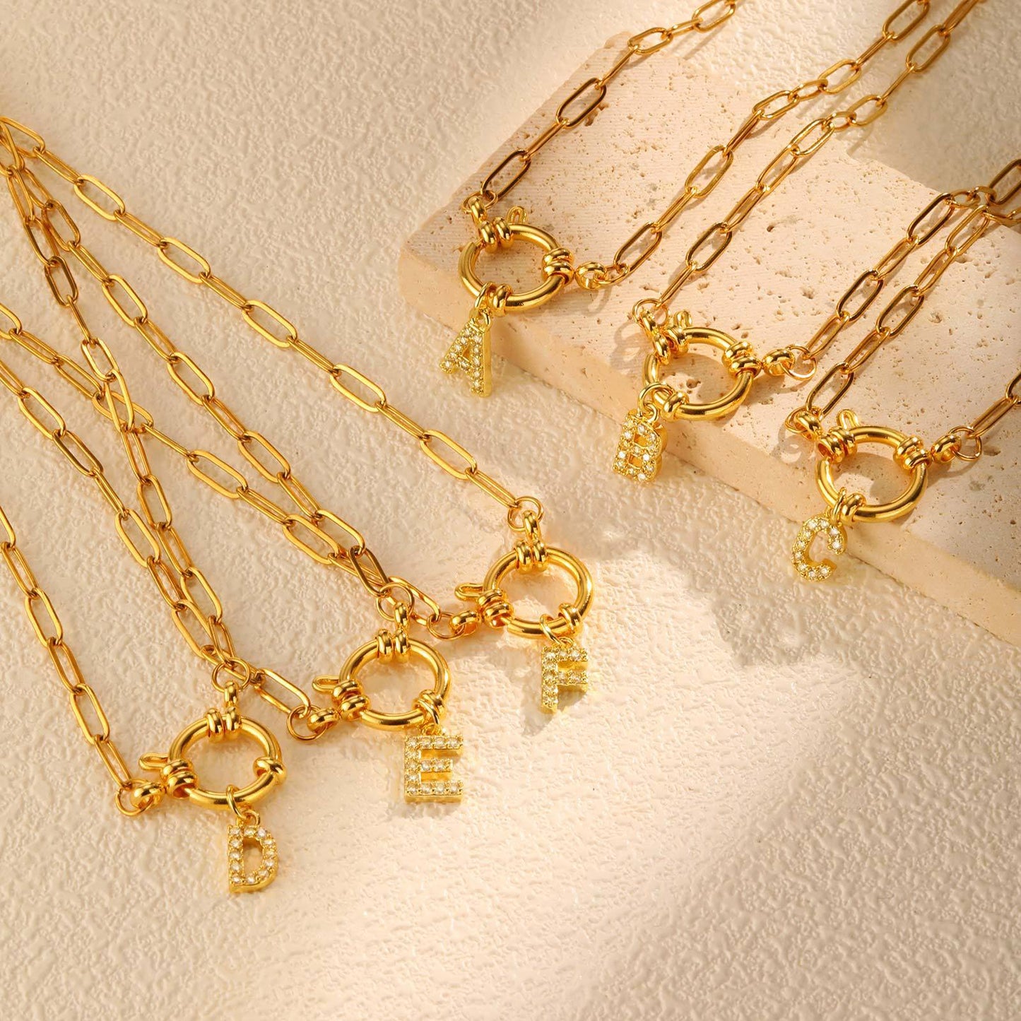 Name Letter Stainless Steel Small Square Chain Bubble Buckle Copper 26 Letter Necklace