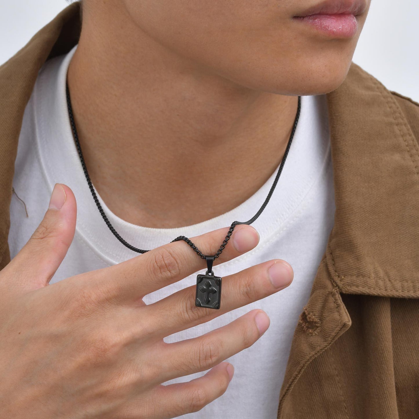 Planderful Geometric Stainless Steel Square Pendant for Men