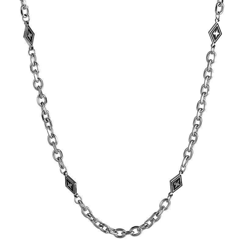 Planderful Jewelry Stainless Steel Rhombus Necklace For Men Cuban Collarbone Chain High End Design