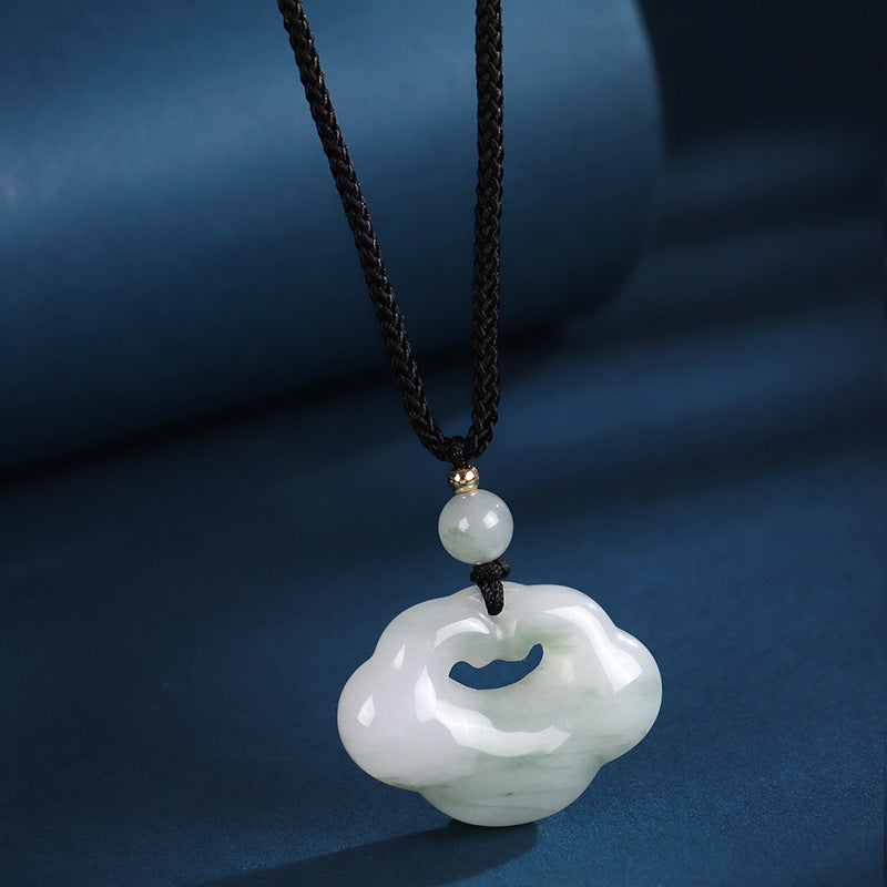 999 Silver Agate Jade Ruyi Lock Pendant Necklace