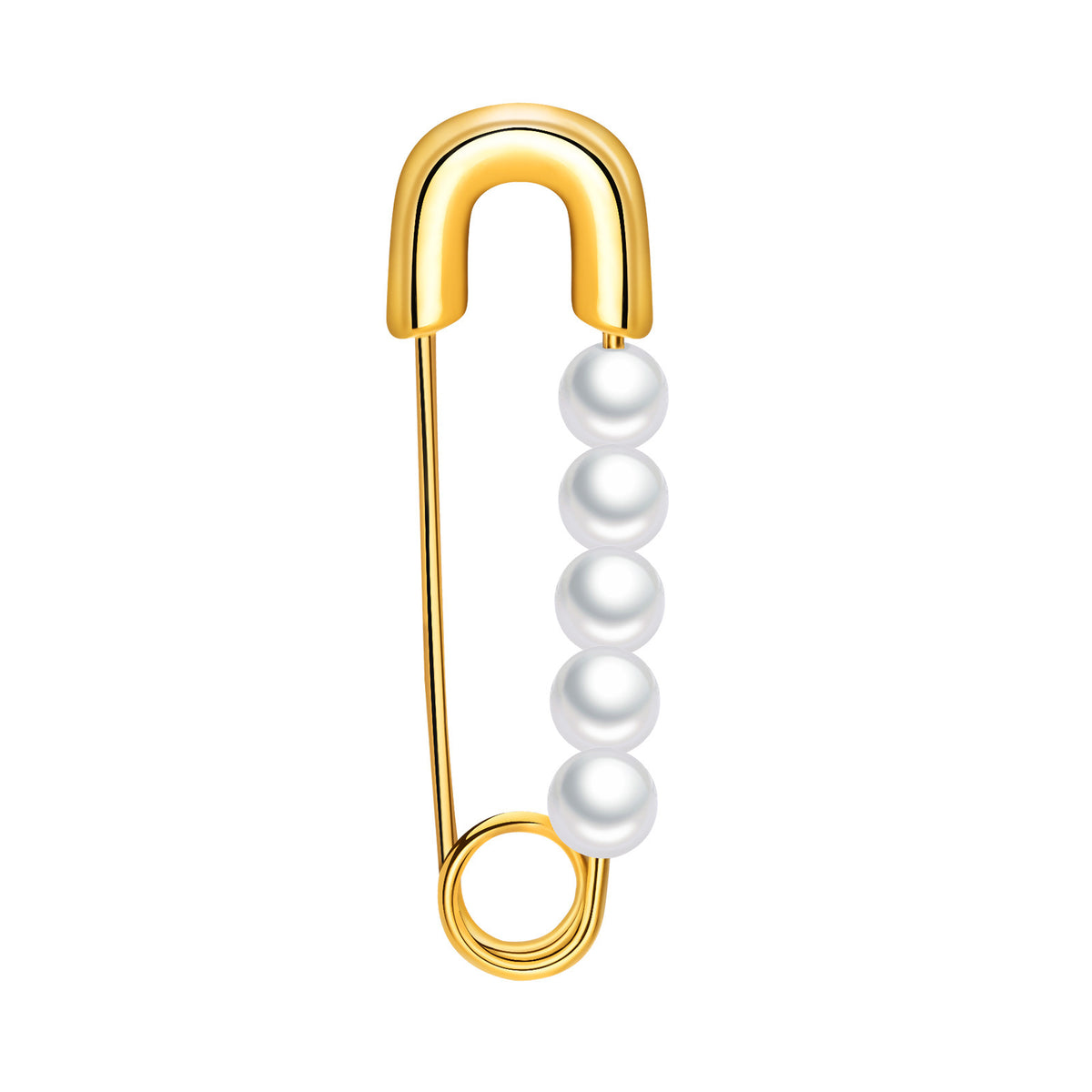 Gold-Tone Pearl Safety Pin Earrings