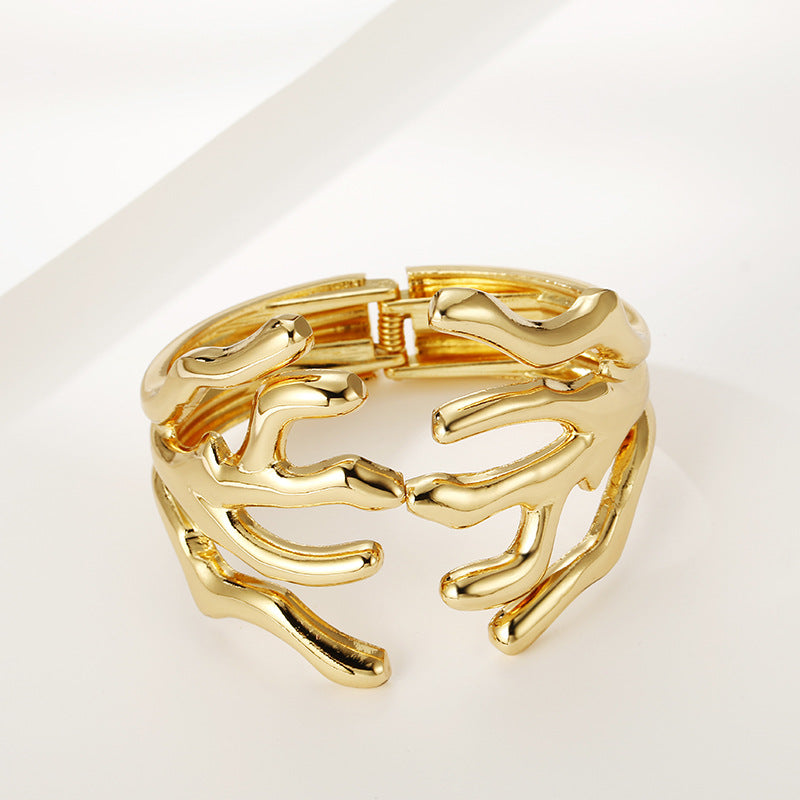 Exaggerated Gold-Plated Branch Bracelet from Vienna Verve Collection