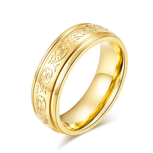 Pattern Stainless Steel Wedding Engagement Ring – Couple