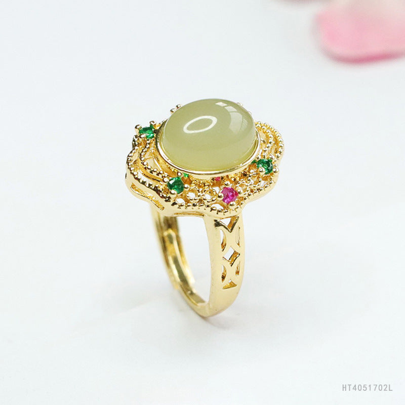 Qingshui Hetian Jade Openwork Ring