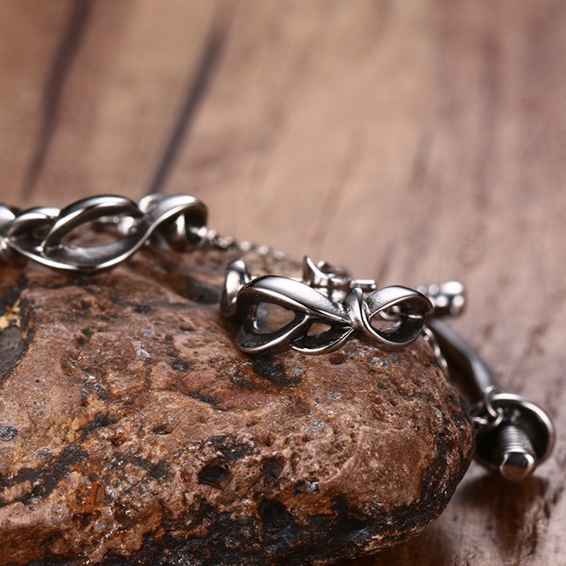 Industrial Nail & Chain Stud Earrings — Silver Pair