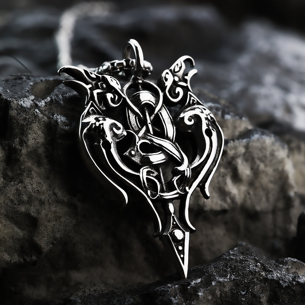 European And American Retro Men's Pendant Viking Odin Double Crow