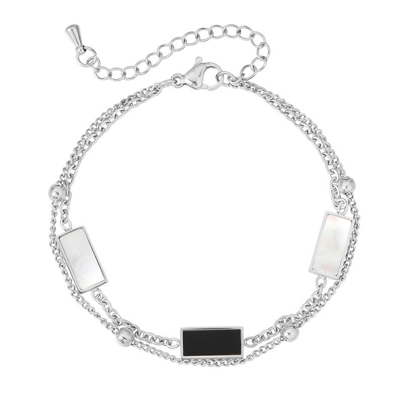 Planderful Minimalist Double Layer Shell Bracelet For Women Versatile Everyday Statement Jewelry
