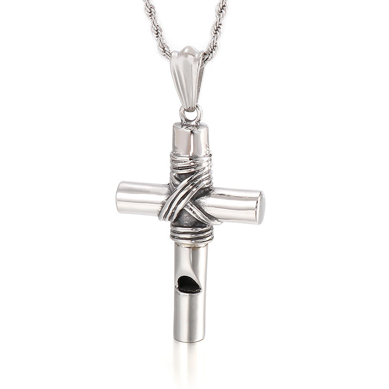 Vintage Cross Titanium Steel Pendant Necklace for Men from Europe and America