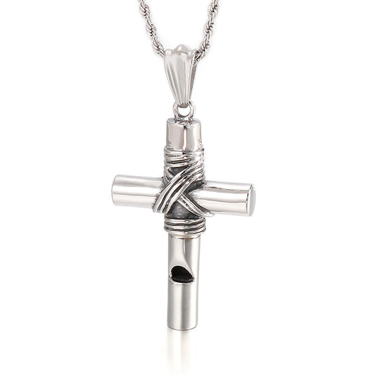 Vintage Cross Titanium Steel Pendant Necklace for Men from Europe and America