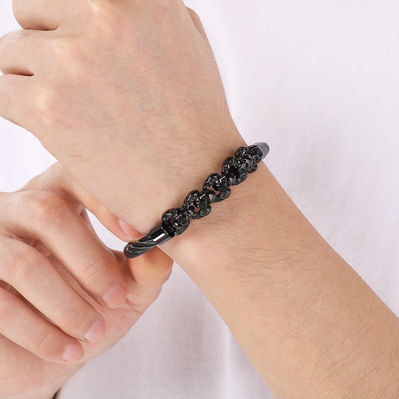 Titanium Steel Skull – Weiya Wire Steel Wire Layered Ghost Head Men's Bracelet