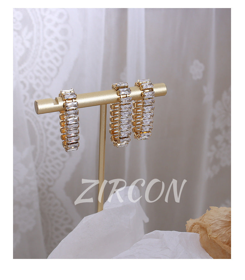 18k Gold Plated French Style Zircon Ring - Elegant Titanium Steel Jewelry