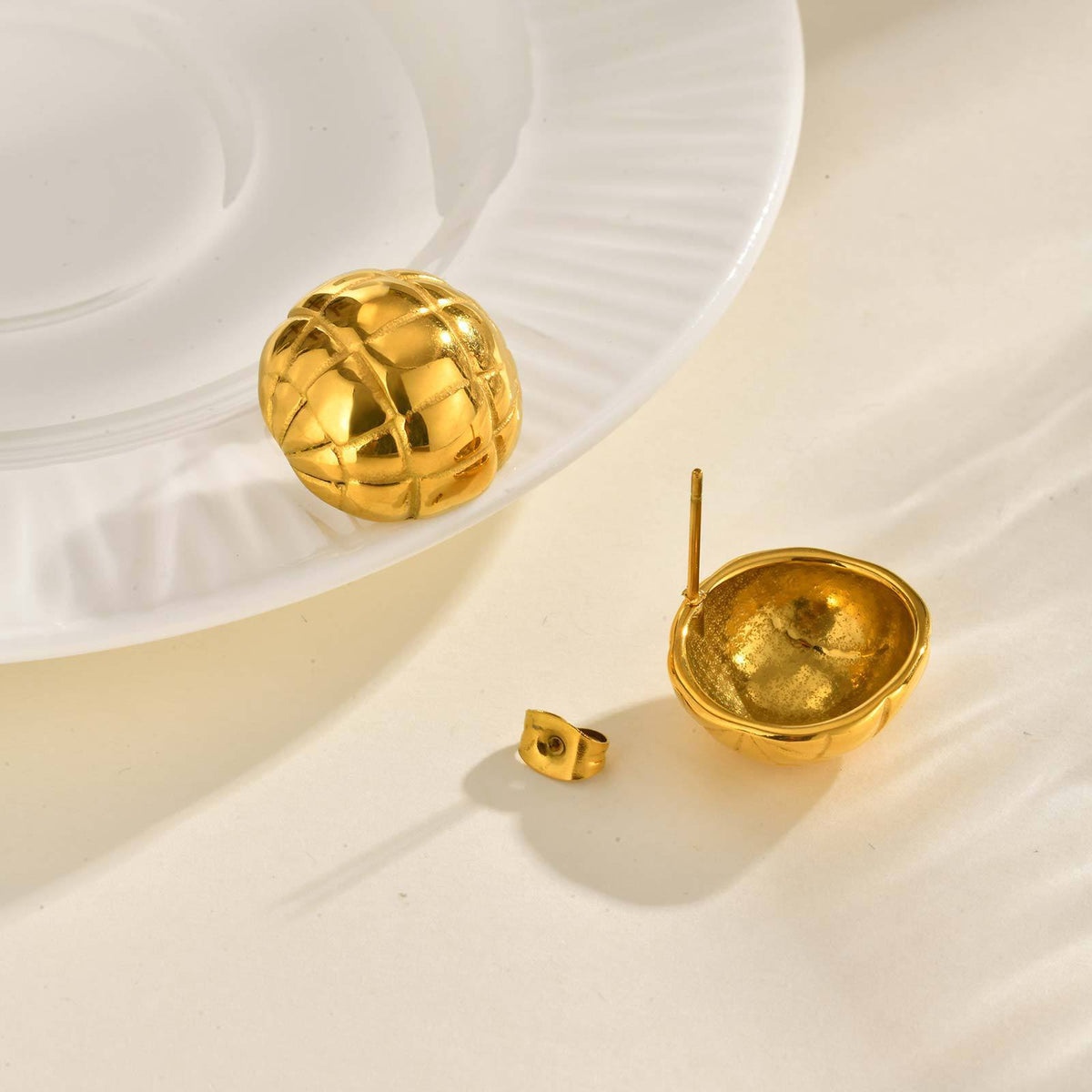 Modern Gold-Tone Stainless Steel Earrings
