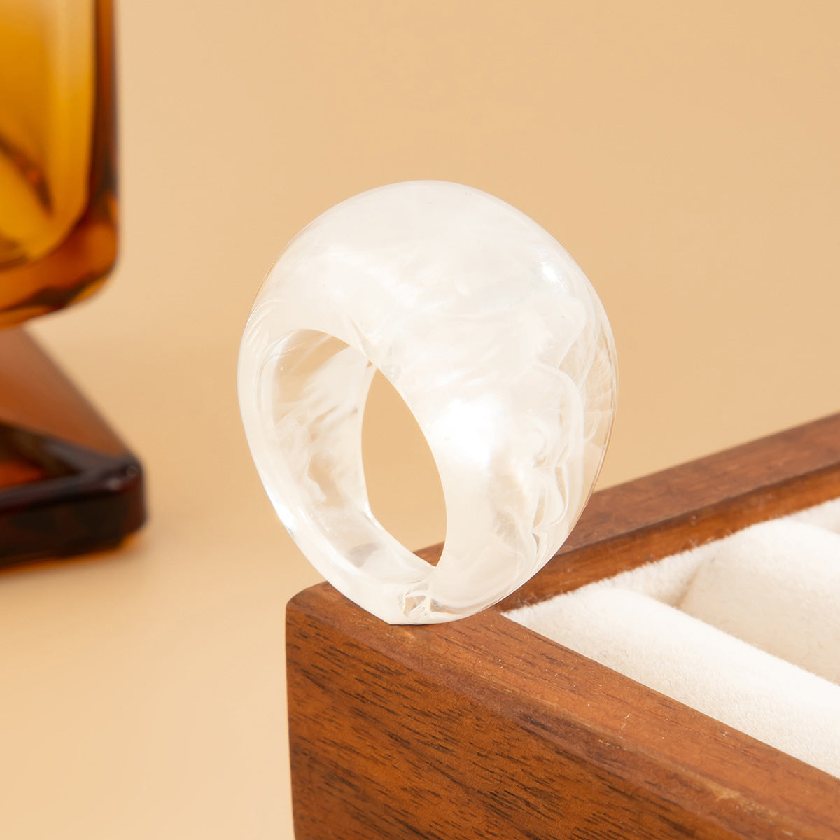 Planderful Vienna Verve Statement Ring Bread Shaped Wide Ring Maillard Color Hand Jewelry For Bold Fashion Lovers