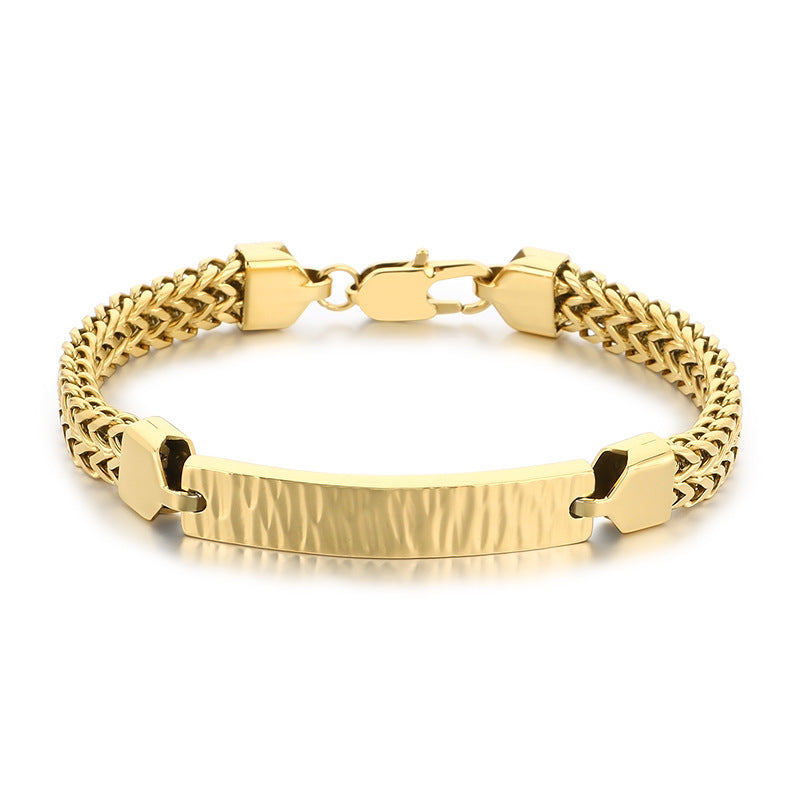 Style Titanium Steel Front & Back Chain Bracelet – Stainless Steel Curved Bar
