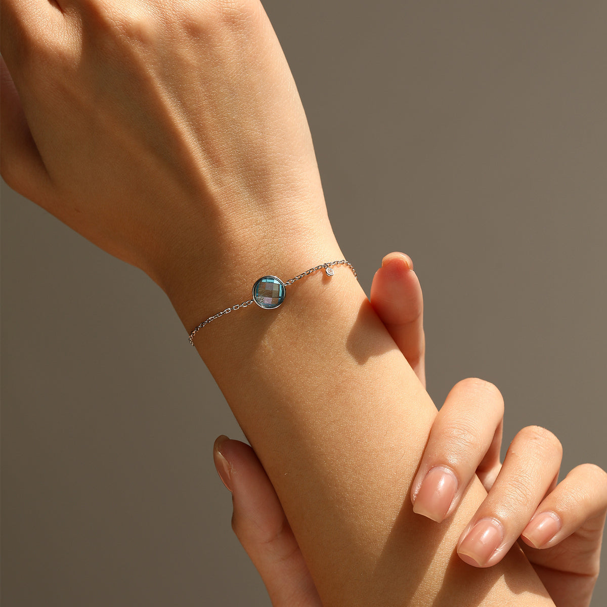 925 Sterling Silver Sea Blue Zircon Bracelet