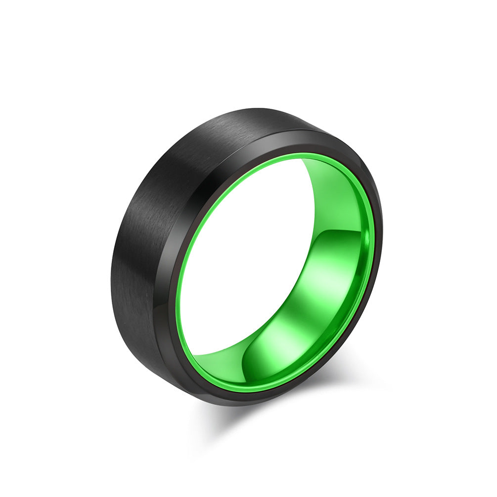 Planderful Everyday Genie Matte Two Tone Stainless Steel Ring For Couples With Smooth Surface And Alumina Inlay