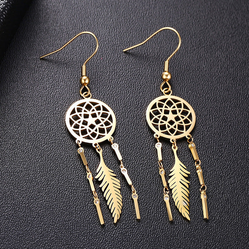 Amazon Wish Earrings Stainless Steel Dream Catcher Tassel