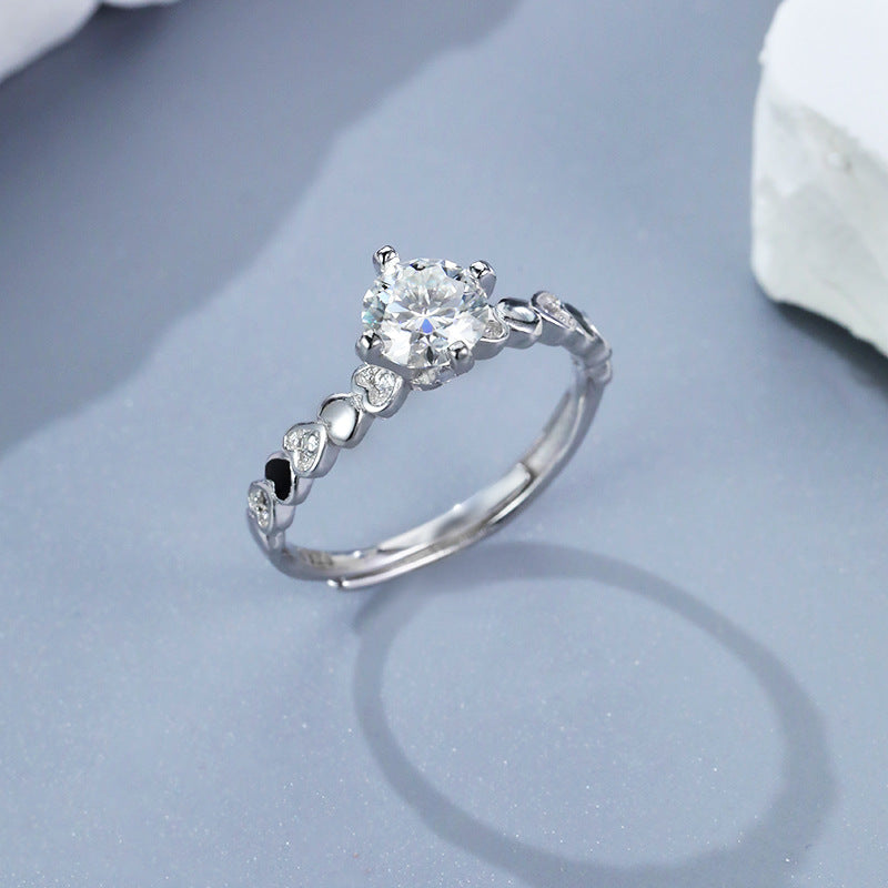 Heart Four-Claw 925 Sterling Silver Ring