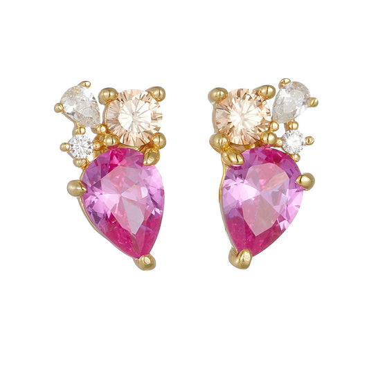 Classic Geometric Water Drop Zircon Sterling Silver Earrings Color Zircon Earrings