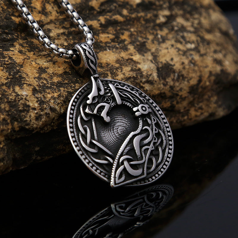 Nordic Culture Viking Wolf Head Titanium Steel Men's Pendant Necklace