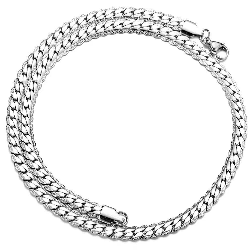 Planderful Jewelry Titanium Steel Embossed Cuban Necklace For Men Steel Link Chain