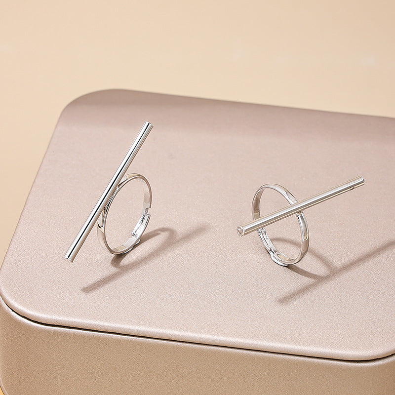 European & American Fashion Metal Geometric Lines Ring Set for Women - Vienna Verve Collection