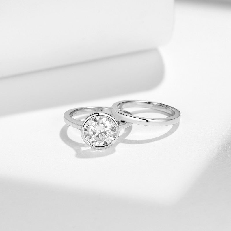 Planderful Moissanite Ring For Women 3 Carat 9mm D VVS 3EX Brilliance Engagement Stacking Jewelry