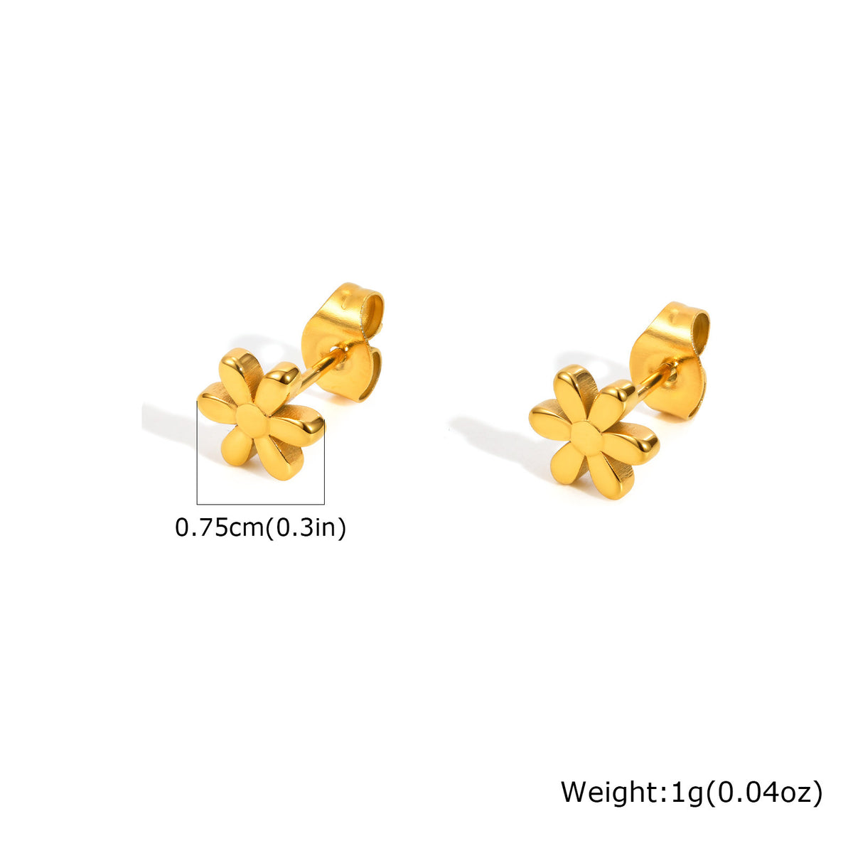 Stainless Steel Floral Gold-Plated Earrings