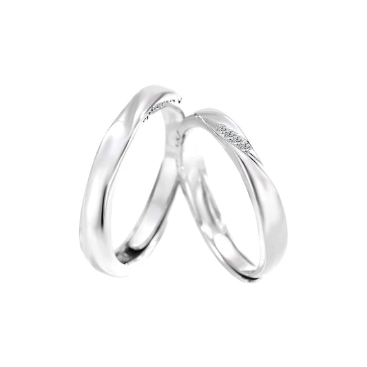 Planderful Jewelry Sterling Silver Magnetic Couple Ring S925 Circle Design Adjustable for Him and Her