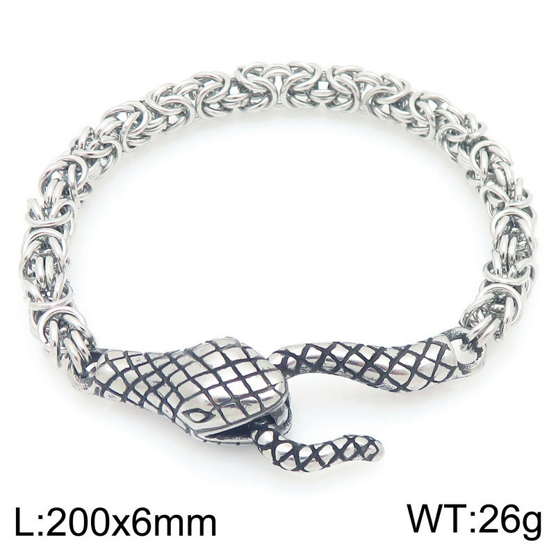 Punk Style Snakehead Layered Chain Men's Titanium Steel Bracelet