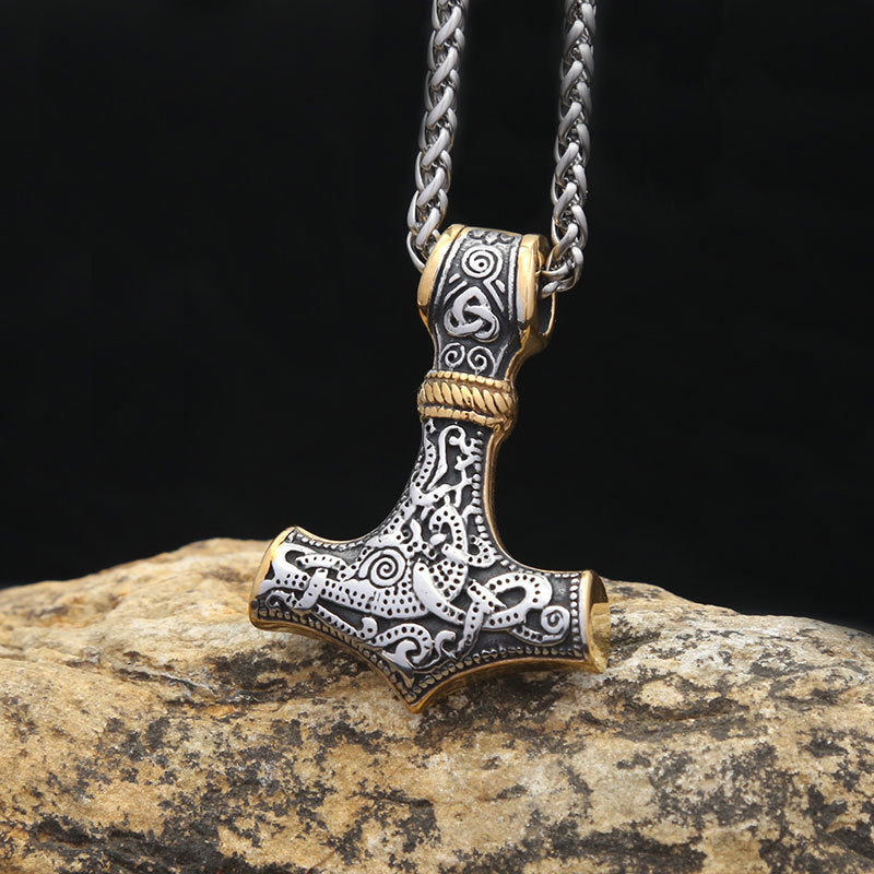 Odin Triangular Knot Logo Pendant Men's Titanium Necklace