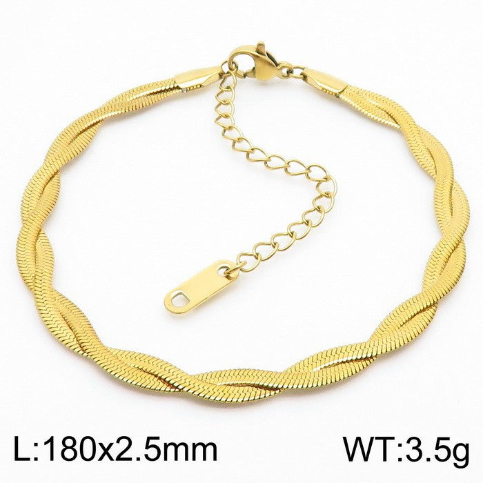 Trendy Adjustable Double Woven Chain Necklace And Bracelet