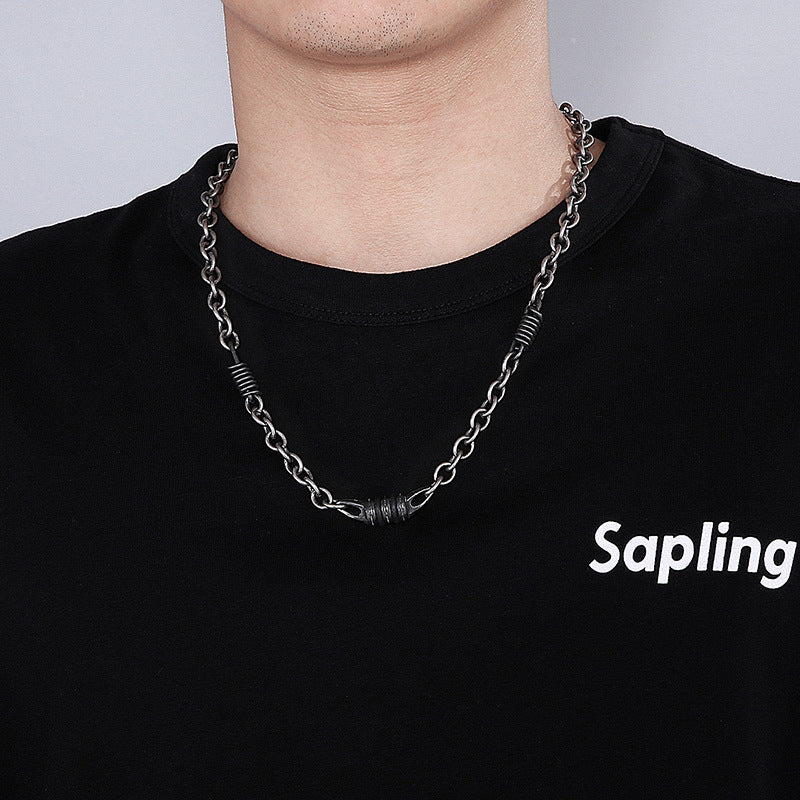 Enjoy Creative Models, Street Auction Round O-Chain Splicing Olive Core Spring Men's Necklace