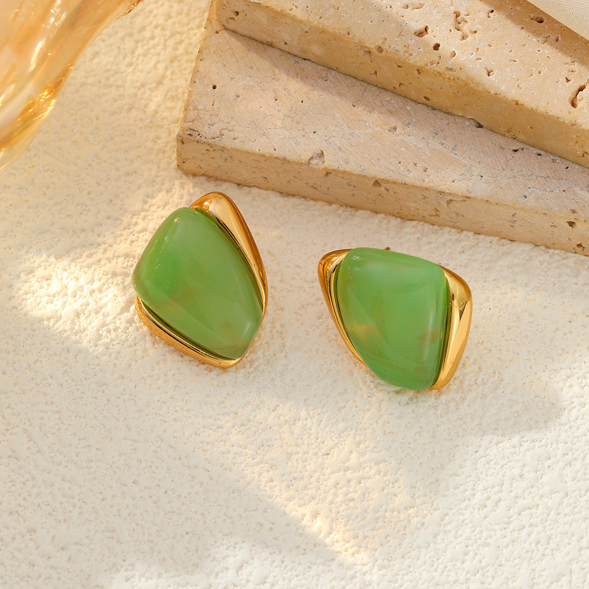 Planderful Vienna Verve Stainless Steel Stud Earrings Geometric Irregular Golden Edge Statement For Women