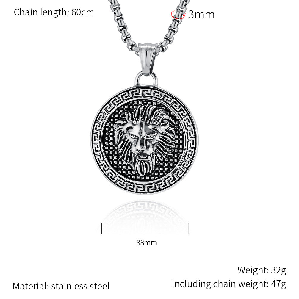 Planderful Titanium Lion Necklace For Men Bold Domineering Hip Hop Pendant Jewelry
