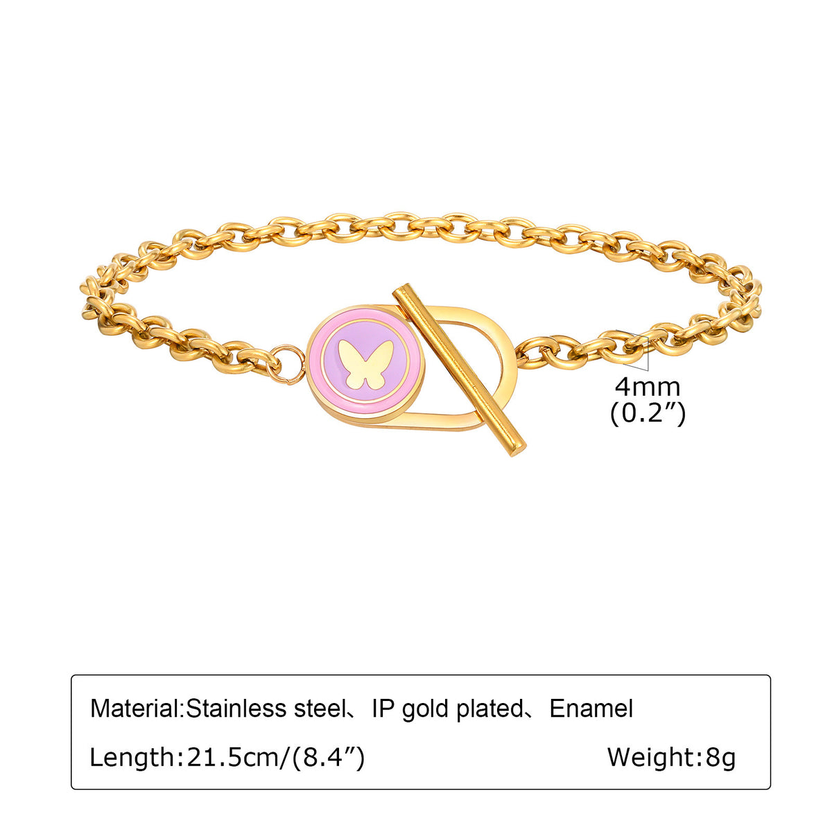 Bracelet Stainless Steel Heart-Shaped Hollow Oval Ot Buckle Women