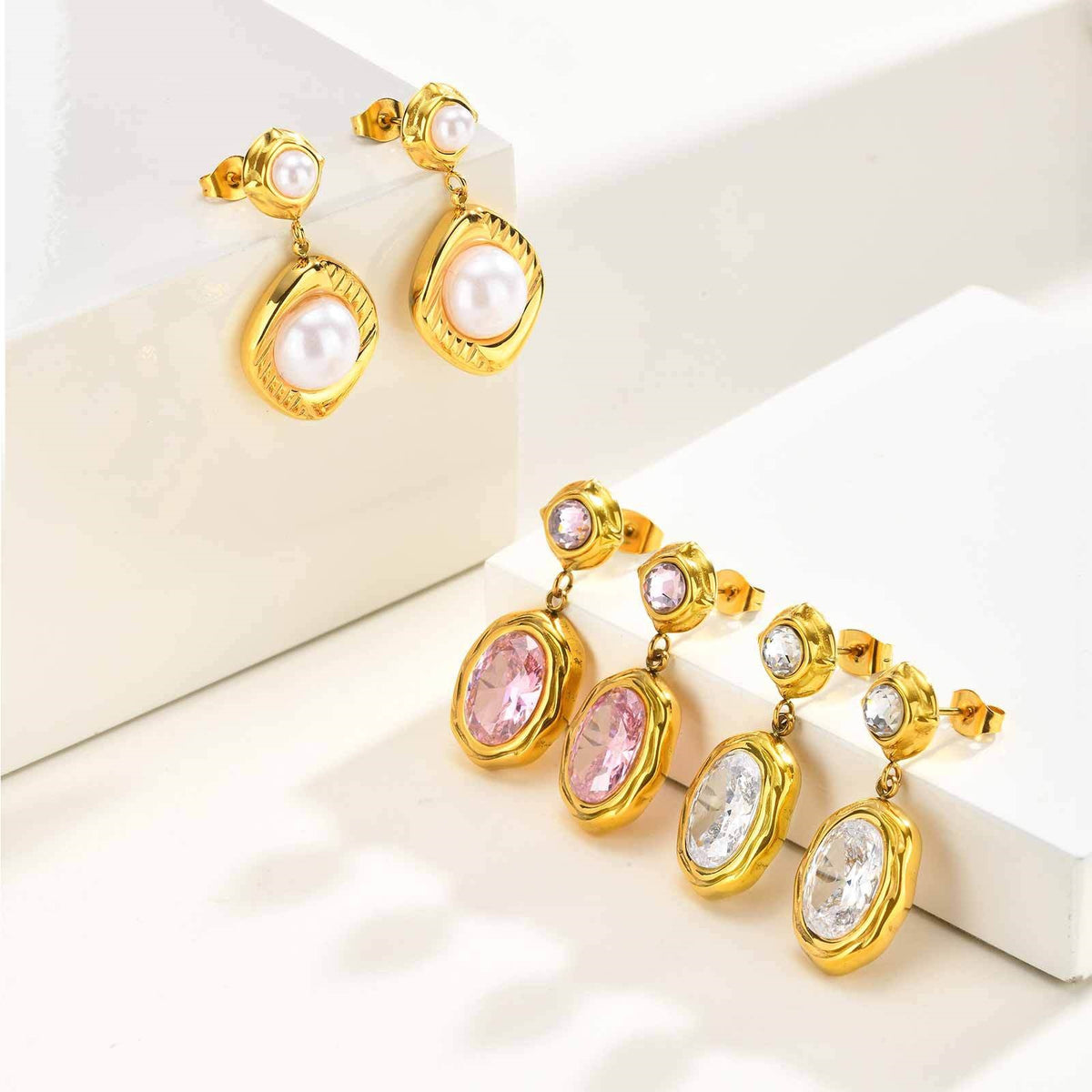Faceted Zircon Jewelry Collection — Earrings or Necklace