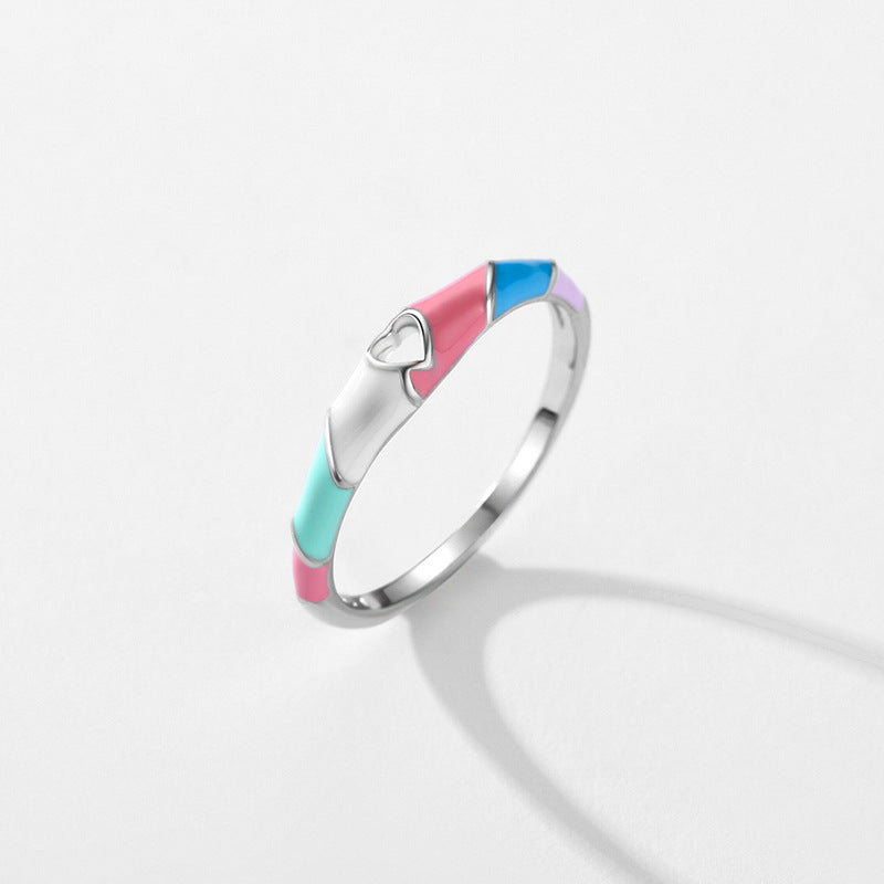 Sweet Korean Style Sterling Silver Hollow Love Ring