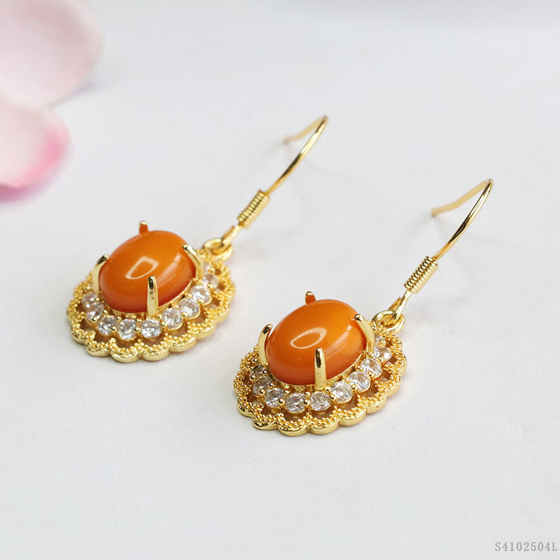 Beeswax Amber Lace Halo Drop Earrings