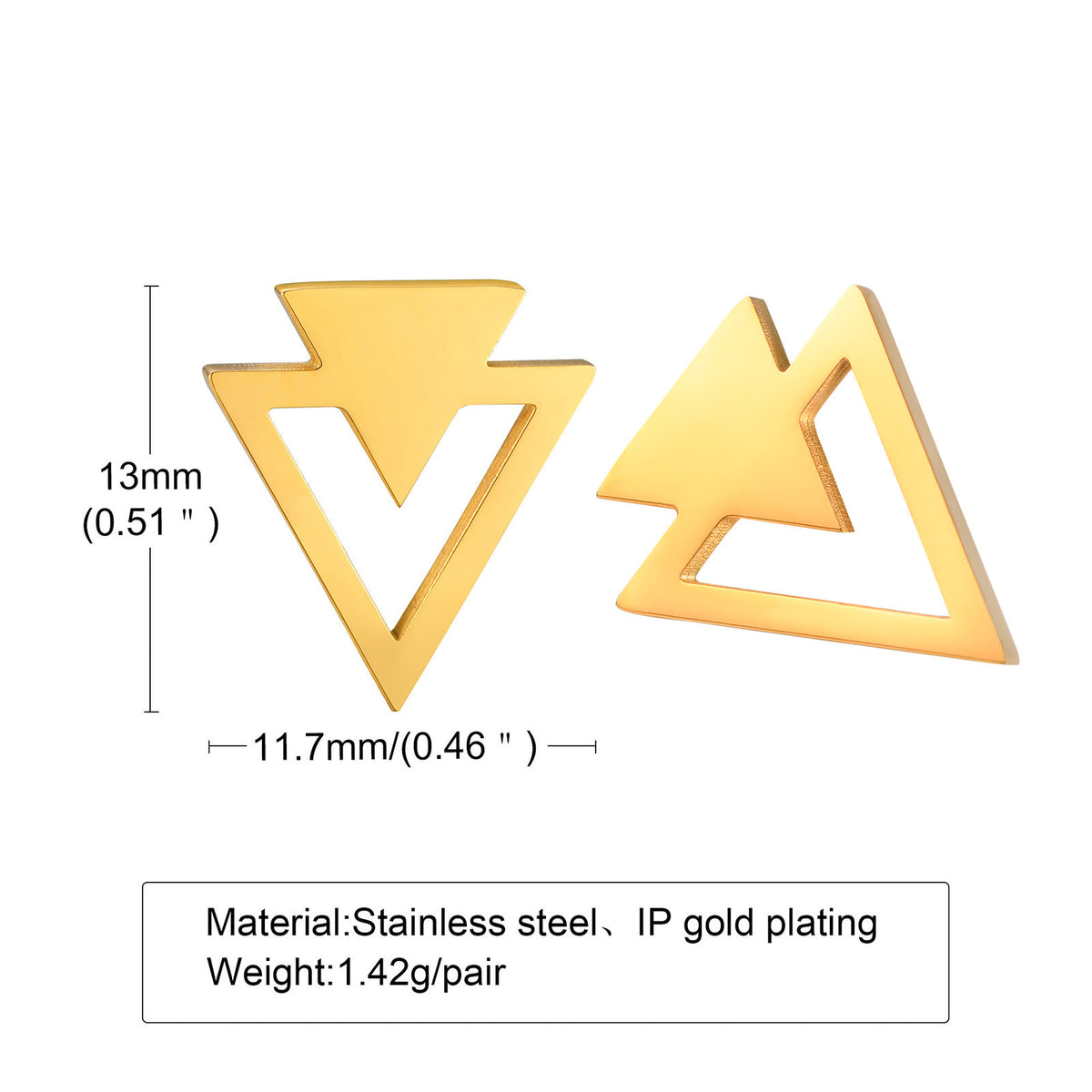 Interlocking Triangle Single Stud Earring — 3 Colors