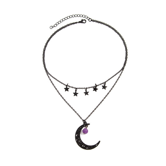 Planderful Vienna Verve Necklace and Earrings Set – Elegant Gothic Moon Pendant Design