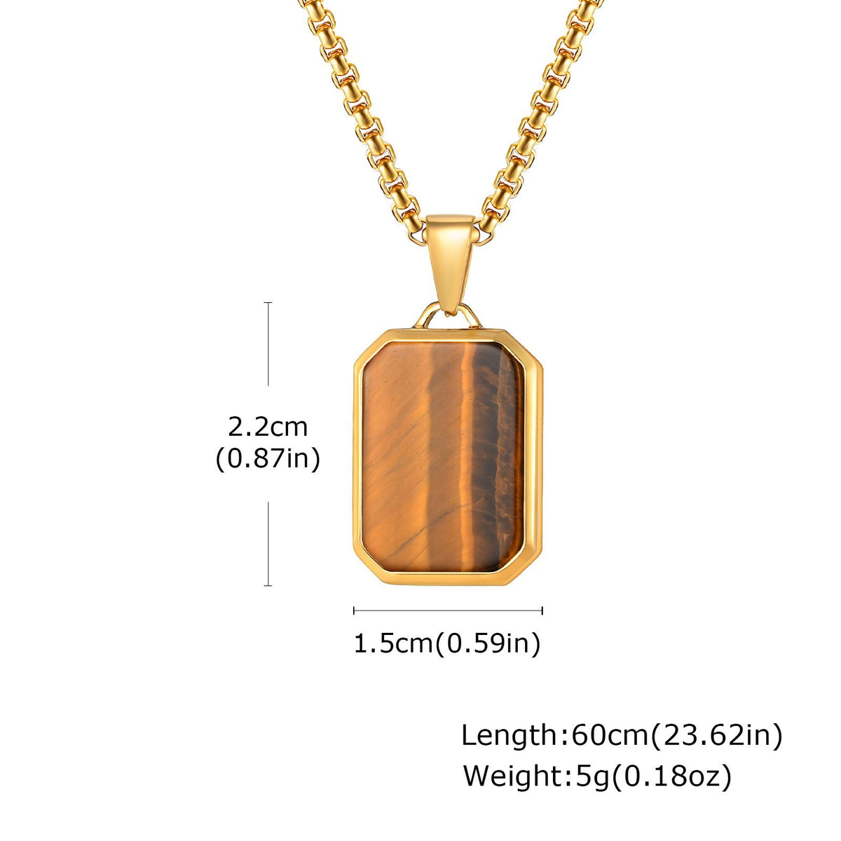 Tiger's Eye Turquoise Lapis Lazuli Geometric Stainless Steel Necklace