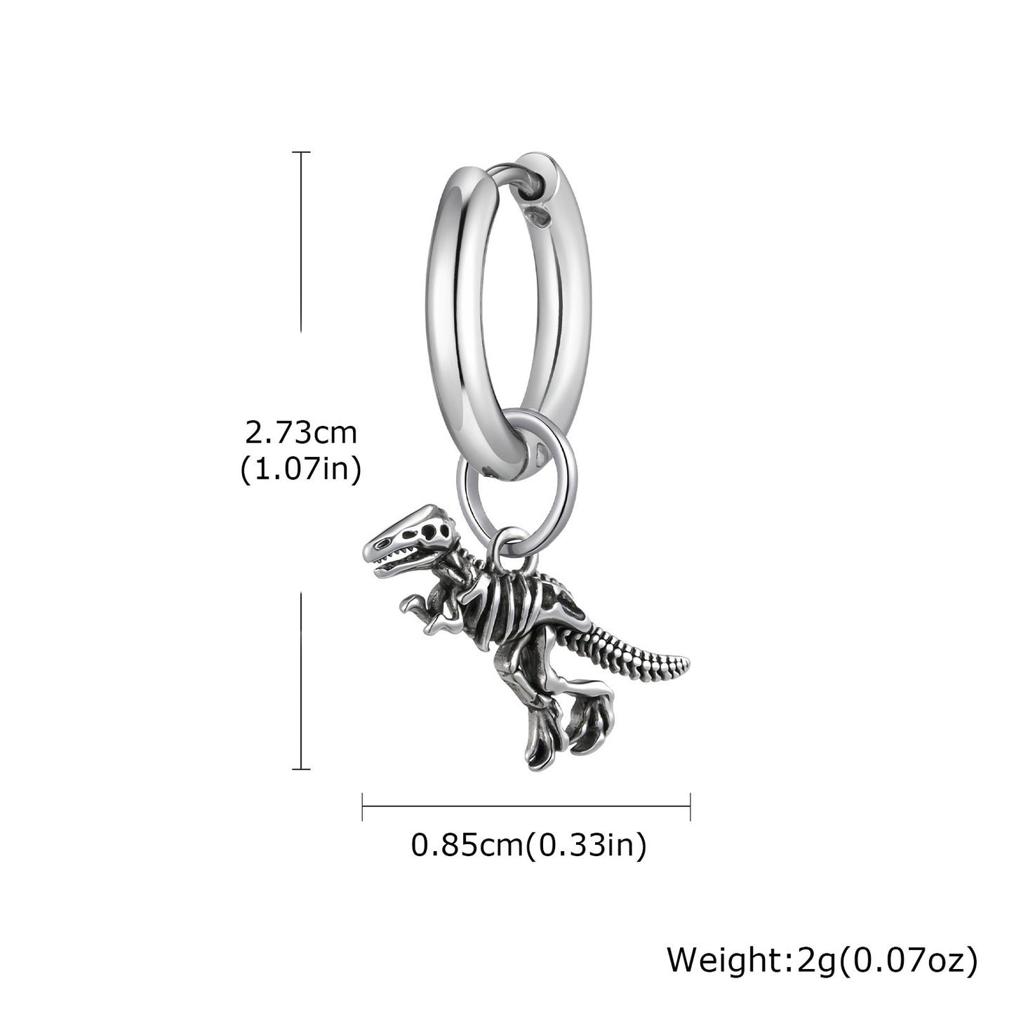 Planderful Steel Dinosaur Skeleton Earrings Unisex Gift